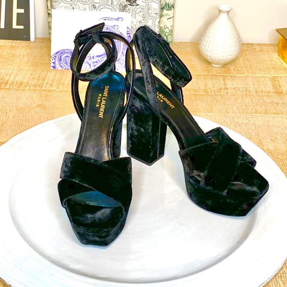 Saint Laurent Shoes - Like new Saint Laurent black velvet platform